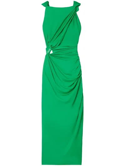 Tory Burch Knot-detail Midi Dress In Green