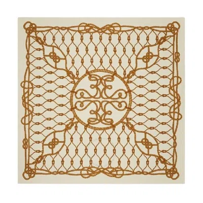 Tory Burch Knot Logo Silk Scarf In Brown