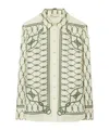 Tory Burch Printed Silk Twill Shirt In White