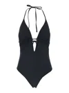 Tory Burch Knot-front Performance Tech One-piece Swimsuit In Black
