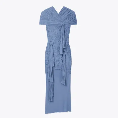 Tory Burch Knotted Viscose Dress In Blue