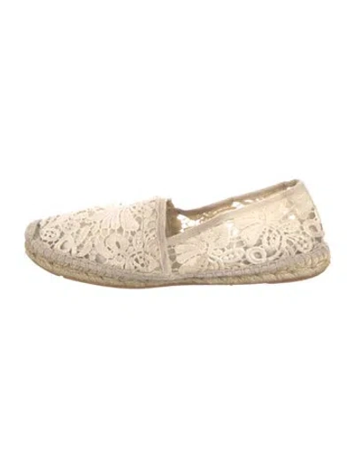 Pre-owned Tory Burch Lace Lace Pattern Espadrilles In White