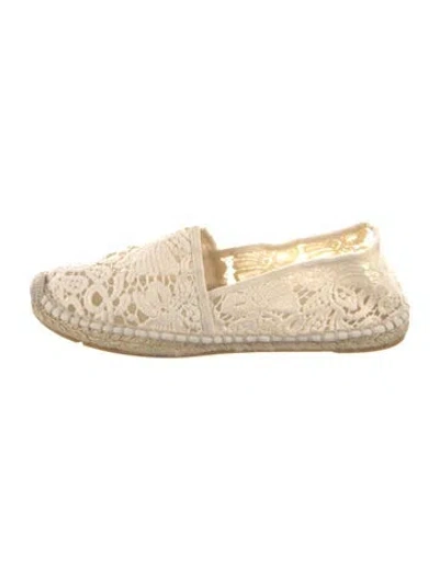 Pre-owned Tory Burch Lace Lace Pattern Espadrilles In White
