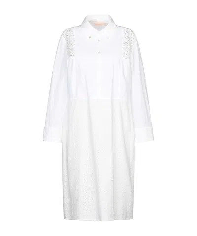 Tory Burch Lace Long-sleeve Dress In White