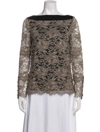 Pre-owned Tory Burch Lace Pattern Bateau Neckline Blouse In Multi