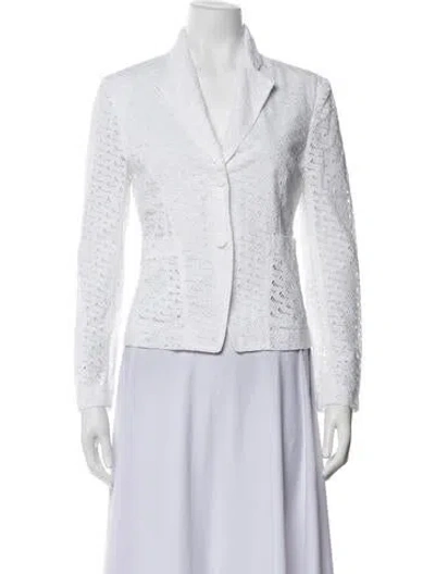 Pre-owned Tory Burch Lace Pattern Blazer In White