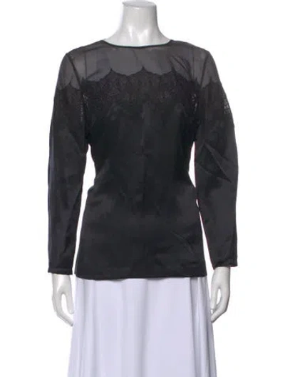 Pre-owned Tory Burch Lace Pattern Crew Neck Blouse In Black