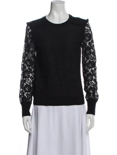 Pre-owned Tory Burch Lace Pattern Crew Neck Sweater In Blue