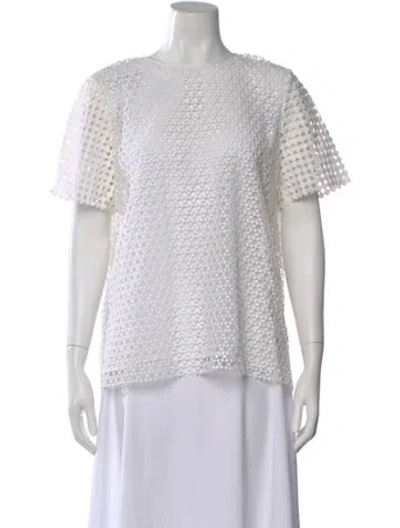 Pre-owned Tory Burch Lace Pattern Crew Neck Top In Neutral