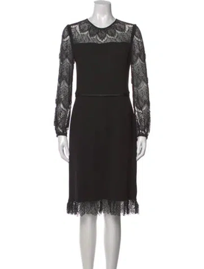 Pre-owned Tory Burch Lace Pattern Knee-length Dress In Black