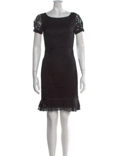 Pre-owned Tory Burch Lace Pattern Knee-length Dress In Black