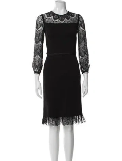 Pre-owned Tory Burch Lace Pattern Knee-length Dress In Black