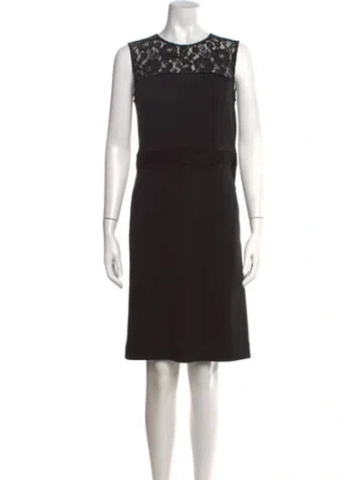 Pre-owned Tory Burch Lace Pattern Knee-length Dress In Black