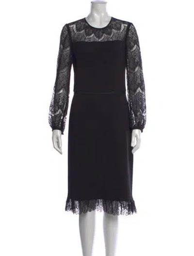 Pre-owned Tory Burch Lace Pattern Knee-length Dress In Black
