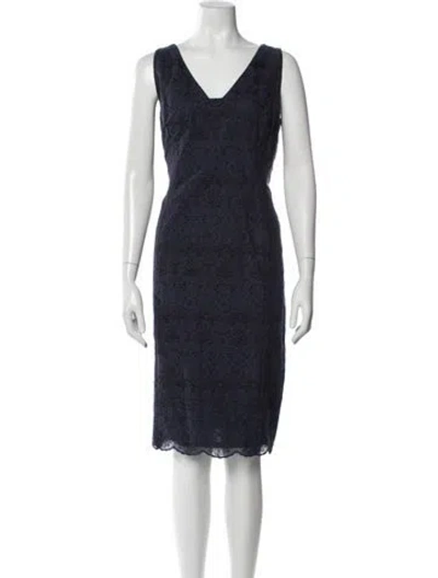 Pre-owned Tory Burch Lace Pattern Knee-length Dress In Blue