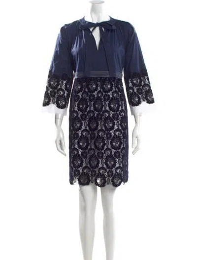 Pre-owned Tory Burch Lace Pattern Knee-length Dress In Blue