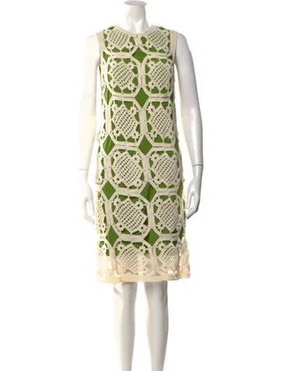 Pre-owned Tory Burch Lace Pattern Knee-length Dress In Green