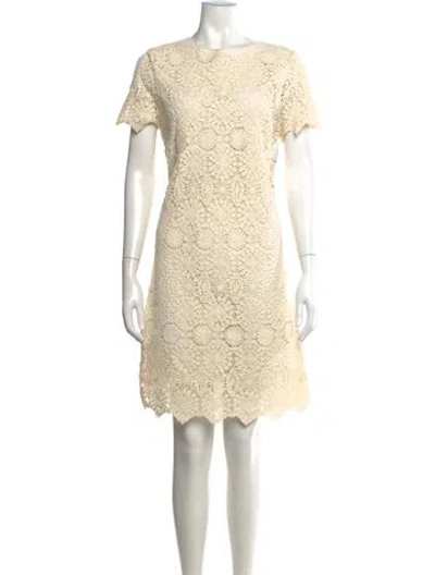 Pre-owned Tory Burch Lace Pattern Knee-length Dress In Neutral