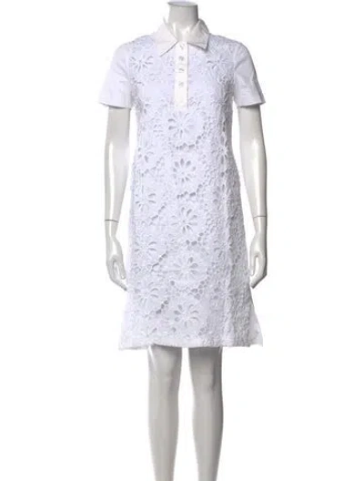 Pre-owned Tory Burch Lace Pattern Knee-length Dress In Neutrals