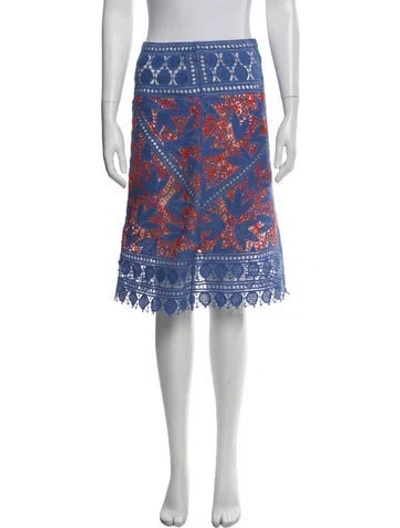 Pre-owned Tory Burch Lace Pattern Knee-length Skirt In Blue