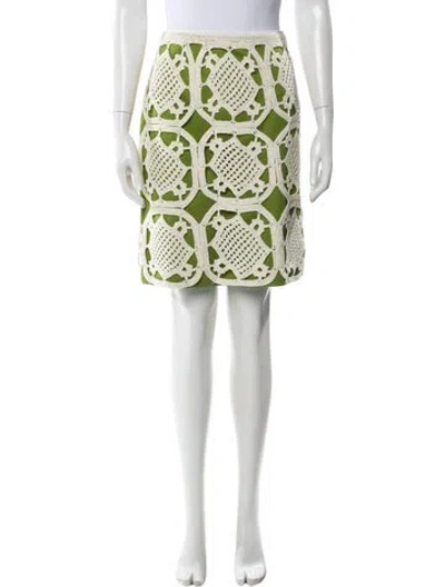 Pre-owned Tory Burch Lace Pattern Knee-length Skirt In Green