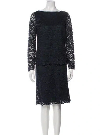 Pre-owned Tory Burch Lace Pattern Lace Trim Embellishment Skirt Set In Blue