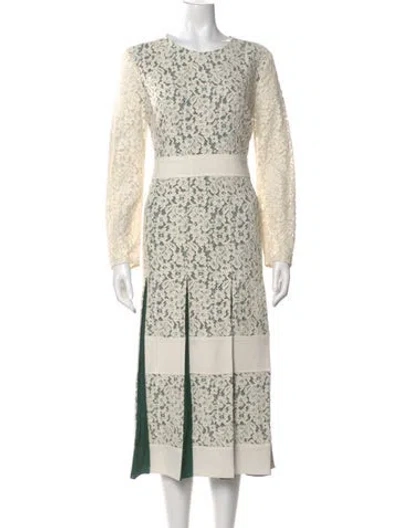 Pre-owned Tory Burch Lace Pattern Long Dress In White