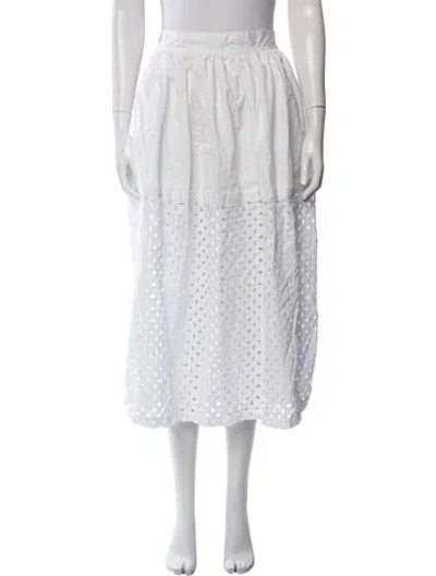 Pre-owned Tory Burch Lace Pattern Long Skirt In White
