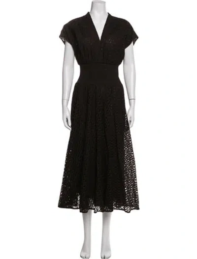 Pre-owned Tory Burch Lace Pattern Midi Length Dress In Brown