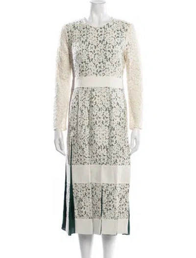 Pre-owned Tory Burch Lace Pattern Midi Length Dress In Neutral