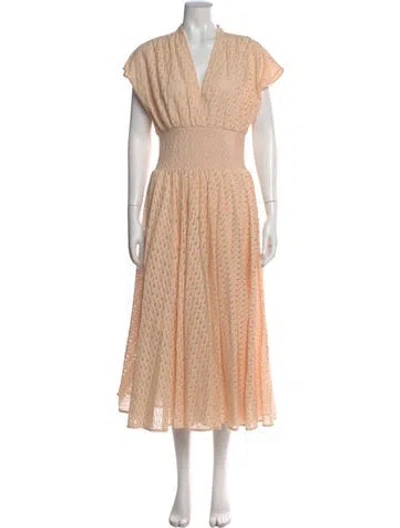 Pre-owned Tory Burch Lace Pattern Midi Length Dress W/ Tags In Neutral