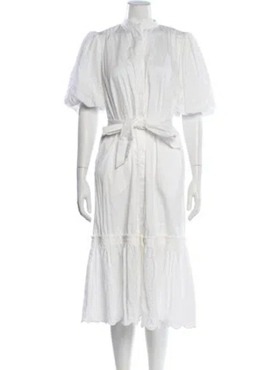 Pre-owned Tory Burch Lace Pattern Midi Length Dress In White