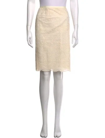 Pre-owned Tory Burch Lace Pattern Midi Length Skirt In Neutrals