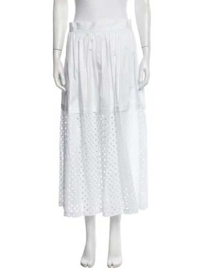 Pre-owned Tory Burch Lace Pattern Midi Length Skirt W/ Tags In White