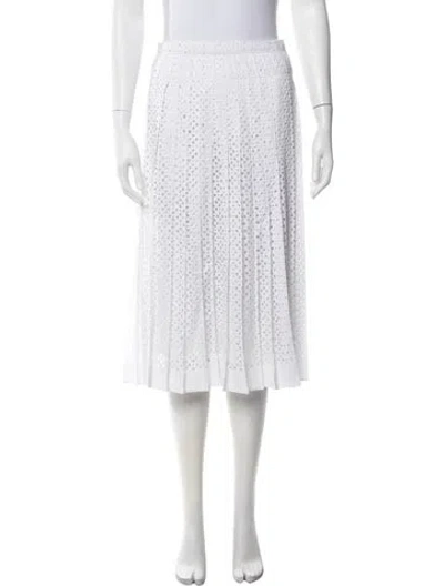 Pre-owned Tory Burch Lace Pattern Midi Length Skirt In White