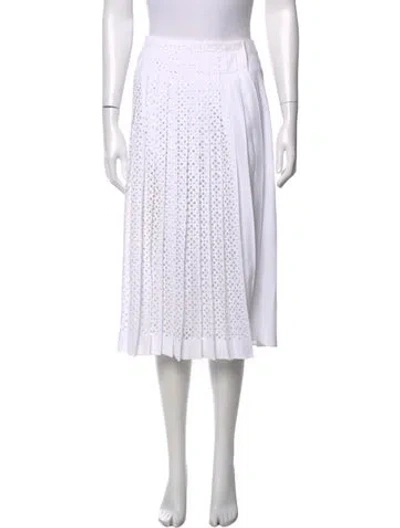 Pre-owned Tory Burch Lace Pattern Midi Length Skirt In White