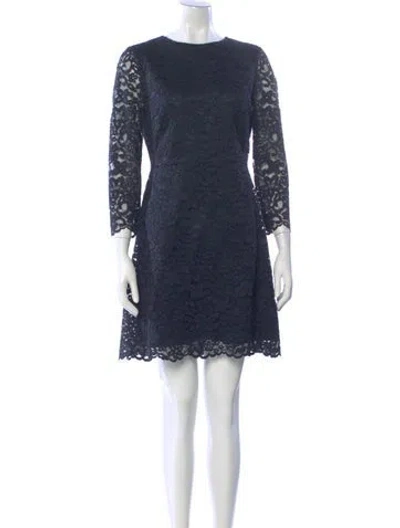 Pre-owned Tory Burch Lace Pattern Mini Dress In Blue