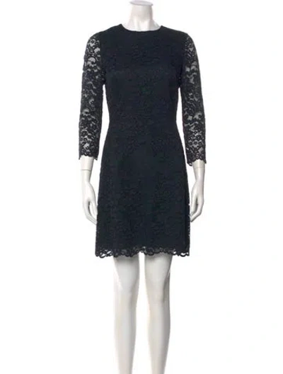Pre-owned Tory Burch Lace Pattern Mini Dress In Blue