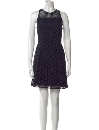 Pre-owned Tory Burch Lace Pattern Mini Dress In Blue