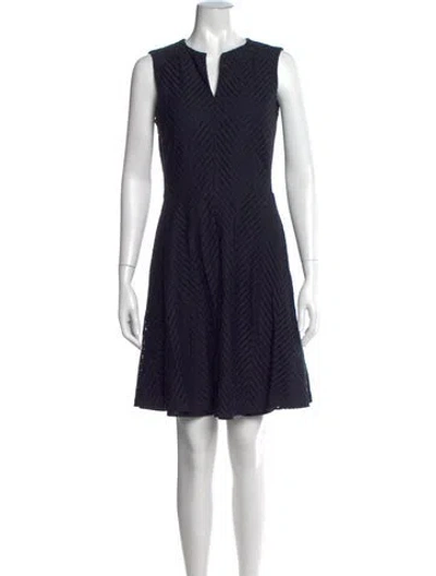 Pre-owned Tory Burch Lace Pattern Mini Dress In Blue