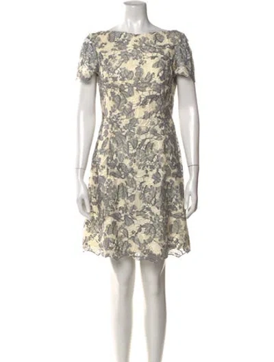 Pre-owned Tory Burch Lace Pattern Mini Dress In Gray
