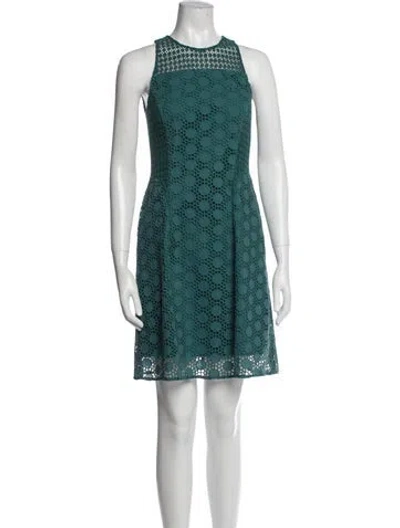 Pre-owned Tory Burch Lace Pattern Mini Dress In Green