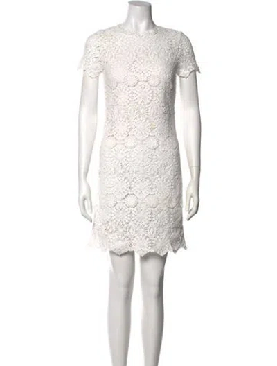 Pre-owned Tory Burch Lace Pattern Mini Dress In White