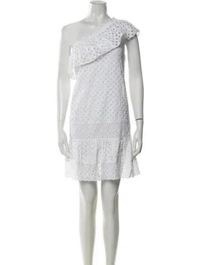 Pre-owned Tory Burch Lace Pattern Mini Dress In White
