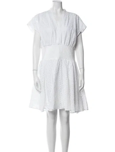 Pre-owned Tory Burch Lace Pattern Mini Dress In White