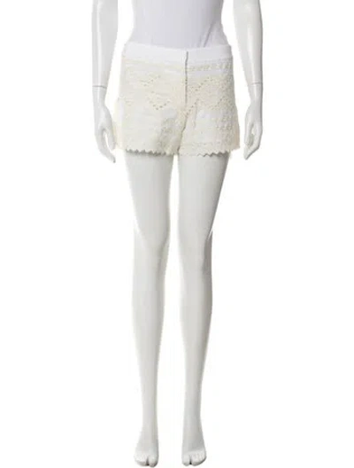 Pre-owned Tory Burch Lace Pattern Mini Shorts W/ Tags In White
