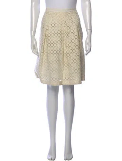 Pre-owned Tory Burch Lace Pattern Mini Skirt In Neutral