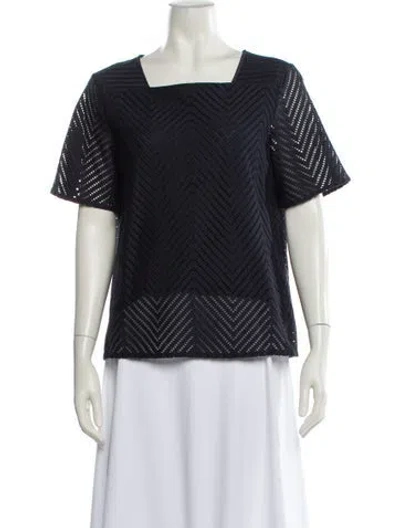 Pre-owned Tory Burch Lace Pattern Square Neckline Top In Blue