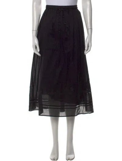 Pre-owned Tory Burch Lace Trim Embellishment Midi Length Skirt In Black
