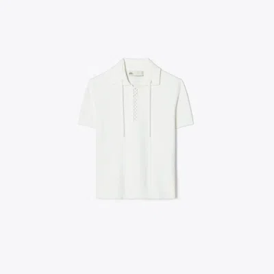 Tory Burch Lace-up Polo Sweater In White